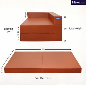 Image of Starlon Foldable Vegan Leather Sofa Cum Bed for Outdoor /Indoor | One Seater Sofa for Corner Placement | Portable & Space-Saving Design (TAN)