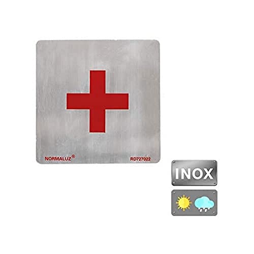 Normaluz RD727022 - Señal Adhesiva Cuadrada Hospital Acero inoxidable Adhesivo 0,8 mm 12x12 cm, gris