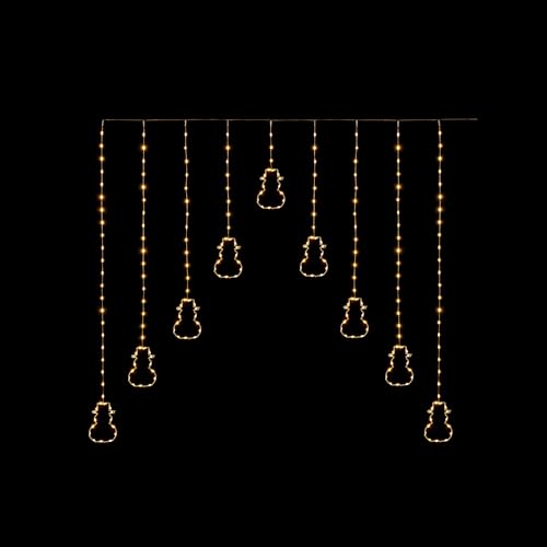 Image of Premier Snowman Christmas Window Curtain Light - Window String Light Decoration – Warm White LEDs - 1.2m Curtain Light - Indoor and Outdoor Snowman Christmas Light Decoration.