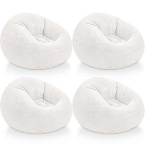 Image of Realspring Inflatable Bean Bag Chairs Outdoor Blow up Camping Chairs Inflatable Lazy Sofa Folding Portable Bean Bag Loungers Couch for Movie Night(Beige,4 Pcs)