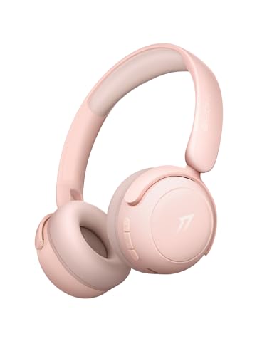 1MORE HQ20 Wireless On-Ear Headphones with Microphone, 85dB Safe Volume, 65H Playtime, Lightweight Foldable Bluetooth Headphones for School/Travel, Android and iOS Compatible, Pink