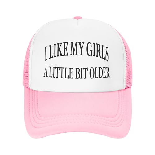 Vetrova I Like My Girls A Little Bit Older Trucker Hat Funny Baseball Cap Mesh Back Adjustable Hats for Kids - Pink