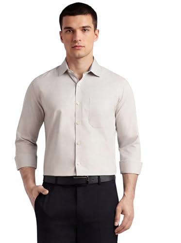 Image of Thomas Scott Men's Regular Fit Formal Shirt | 100% Cotton Long Sleeves | Spread Collar with Contrast Fabric (Available in Plus Size)