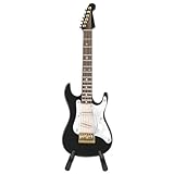 Jwthee Mini Guitare Électrique en Bois, Modèle de Guitare Décorative avec Support, Noir...