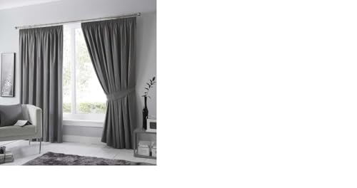 RAYYAN LINEN Pencil Pleat Blackout Curtains Pair with Free Tiebacks