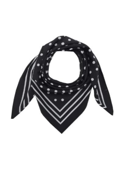 Women's Stylish Square Polyster Trendy Digital Print Fashion Head Neck Scarf Stole Wrap (Black)