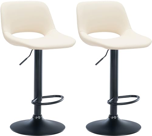 CLP Lot de 2 tabourets de Bar Camden I recouverts de Similicuir, Couleur:crème, Matériel du...