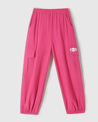 Image of Girls Cargo Pants Elastic Waist Jogger Pants Loose Trousers with Pockets Sweatpants for Kids 4-14Years