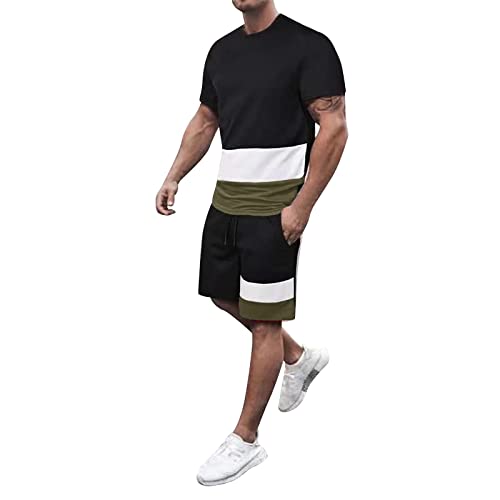GOSEAGOTOFUN Mens 2 Piece Outfits Casual Summer Mens Tracksuit Short Sleeve Shirt Shorts Set Athletic Jogging Sports Outfits