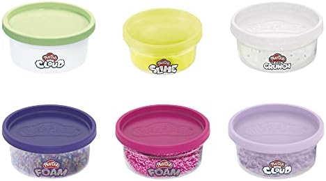 Play-Doh Slime, Crystal Crunch, Super Cloud, and Foam Scented 6 Variety Texture Pack, Tactile Toy for Kids 3 Years and Up, Non-Toxic 2 318iNjJzNKL. AC
