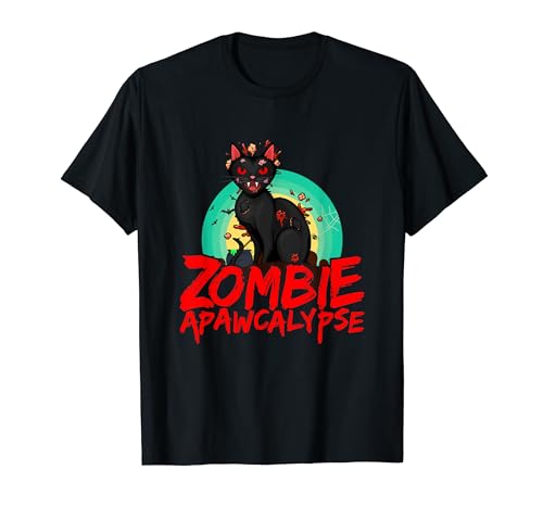 Zombie Cat APAWCALYPSE Juego de palabras de Halloween Kittie Camiseta