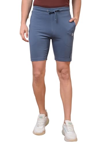 Image of Dollar Cotton Rich Fabric Solid Men's Shorts | Ribbed Waistband with Drawcord | Fashionable Print with Logo Branding | Side Pockets with Zip on one Side | Wide Array of Attractive Colours