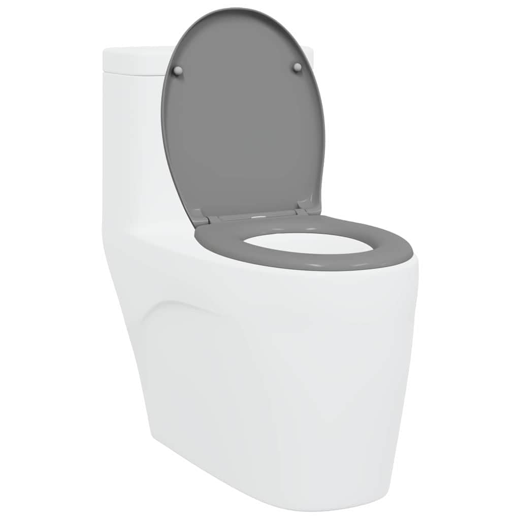 Asiento de inodoro gris de Duroplast 47 x 37 x 4 cm, asiento de inodoro con bisagra y fijación, asiento de inodoro para baño, baño e invitados, montaje rápido y duradero