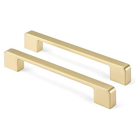 goldenwarm 10 Stück Küchengriffe Edelstahl Möbelgriffe Gold Türgriffe Gold Griffe Möbel -LS9901GD160 Schrankknöpfe Vintage Türgriffe Küche Küchengriffe 160mm Lochabstand Cover