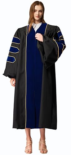 Image of MyGradDay Unisex Deluxe Graduation Doctorate Robe with Gold Piping Available for Customization