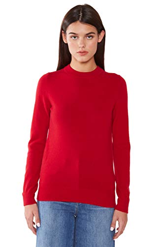 Image of JENNIE LIU Women's 100% Pure Cashmere Crew Neck Sweater, Tight Knit Cozy Soft Hand Washable Long Sleeve Pullover