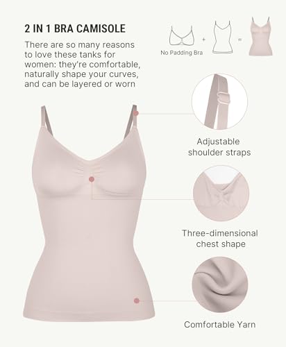 Image of FeelinGirl Womens Tank Top Shapewear Tummy Control Tops Slimming Cami Tank Seamless Compression V Neck Camisole