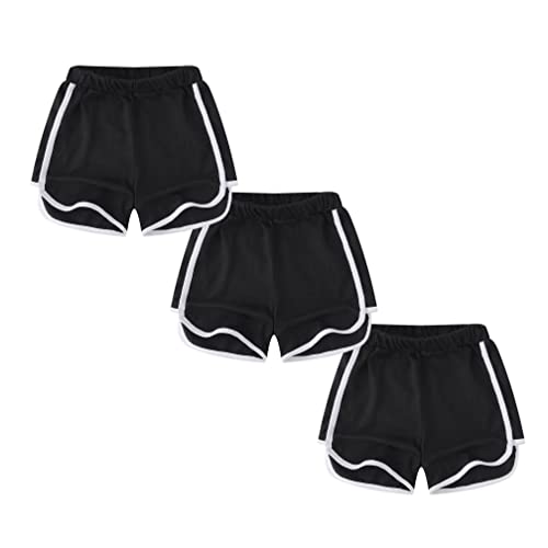 Kids Girls' Dolphin Shorts Sports Shorts Black 3 Pack 10 Years