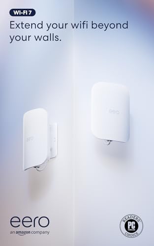 Image of Amazon eero Outdoor 7 dual-band mesh wifi system (newest model) - Weatherproof rating of IP66, Coverage up to 30,000 sq. ft. outdoors, 2-pack, Includes two 30W PoE+ adapters