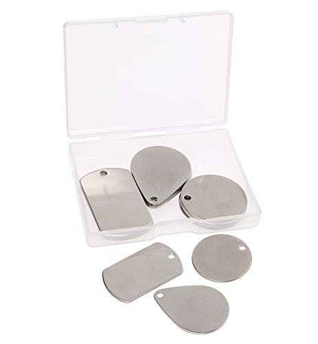 Penta Angel 15Pcs Stamping Blanks with Hole Flat Round Rectangle Teardrop Blank Tags