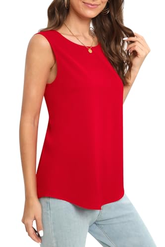 Image of Women's Sleeveless Chiffon Tank Top Business Casual Blouse Tunic Top