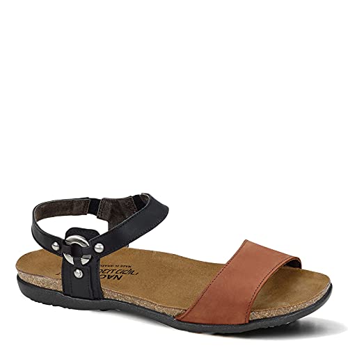 Image of NAOT Women's Sabrina Sandal Jet Black Lthr /Hawaiian Brown Nubuck 11-11.5 M US