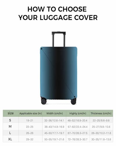 Sky Blue Ombre Travel Luggage Cover, Black Texture Anti-scratch Travel Suitcase Protector Covers, Washable Elastic Baggage Covers Fit 26-28 Inch Carry on Luggage3