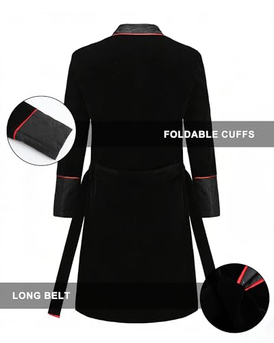 Image of Men's Long Velvet Smoking Jacket Smoking Robe with Belt Shawl Lapel Quilted Dressing Gown