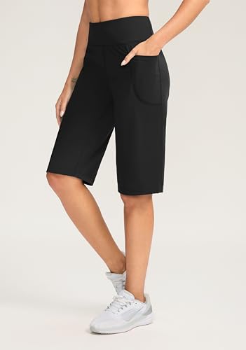SANTINY Women's 12" Bermuda Shorts Knee Length with Pockets High Waisted Long Shorts for Women Stretch Casual Walking2