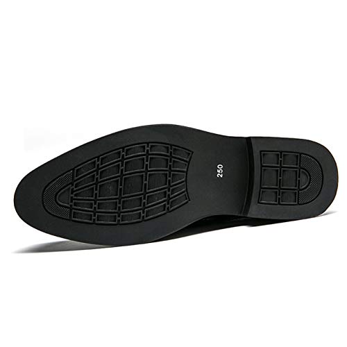 Dress Oxford for Men Lace Up Crocodile Embossed Round Toe Faux Leather Non Slip Rubber Sole Block Heel Wedding(Black,10 M US)2