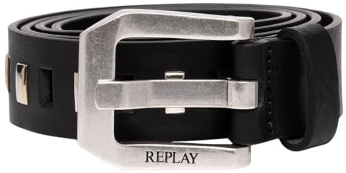 Ceinture Homme Replay Am2716 en cuir noir accessoire élégant