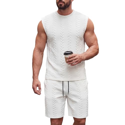 Ensemble 2 pièces couleur unie tendance débardeur et short homme