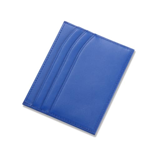 Image of HISCOW Slim Full Grain Leather Card Holder, Electric Blue