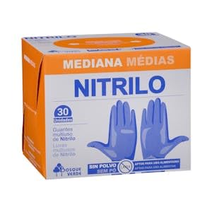 Genérico Guantes de nitrilo Bosque Verde talla mediana desechables Caja 30 ud. Pack 2