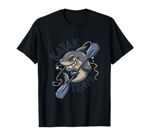Kajak Kajakfahren Funny Shark Paddel Anker T-Shirt