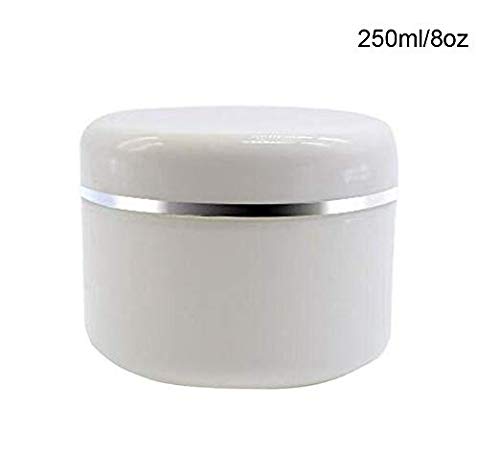 6PCS White Plastic Jar with Dome Lid 8 Oz (250g) Portable Refillable Cosmetic Makeup Face Cream Lotion Jar Lip Balm Lotion Storage Container Bottle Pot Case2