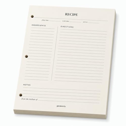 Bloc de recettes blanc cassé avec 50 fiches de cuisine à spirales