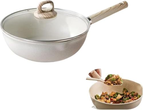 Zxyler 【多サイズ選択】ライパン(深型) 24/26/28/30cm セラミックコーティング+マーブルコート 蓋付き こびりつきにくい 高熱効率 オール熱源対応(IH・ガス・電気・ヒーター) お手入れ簡単 フリーな調理に最適