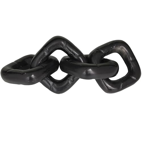 Escultura Decorativa de Cadena de Metal de Aluminio Negro 14" x 5" x 3"