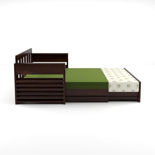 Image of Mamta Furniture Sofa Cum Bed (Walnut Finish, 3 Seater - CaneCircle)