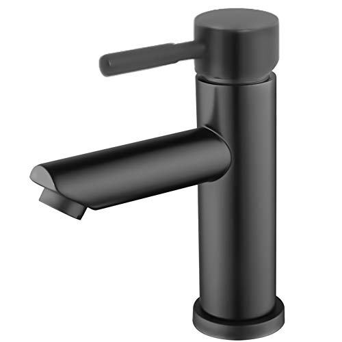 munloo Grifo Baño, Grifo para Baño Caliente y Frío, Grifo para Lavabo para Baño, Mezclador Monomando para Lavabo (Ronda Negra)