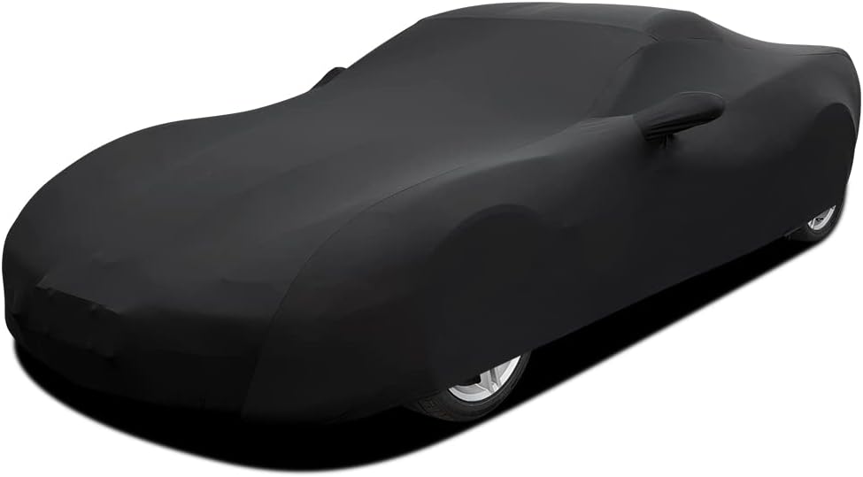 WinPower Indoor Sports Car Cover Stretch Dustproof Protection Full Car Cover for Underground Garage, Car Show, Black