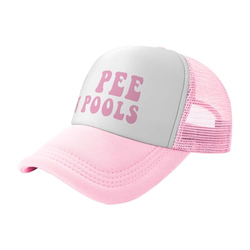 I Pee in Pools Funny Trucker Hats Vintage Retro Style Trucker Cap Hat Adjustable Breathable Pink