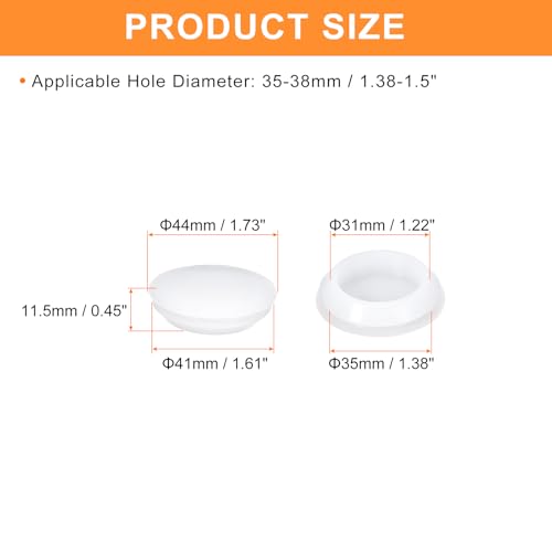 Image of uxcell 2 Pcs Silicone Plugs, Rubber Round Snap in Locking Hole Plugs for 35-38mm Hole, Hole Stoppers Waterproof Hole Plug for Metal Tube, Furniture End Caps Inserts, Clear