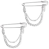 HOMOCONO 2pcs Stainless Steel Breastpin Set with Chic Chain Design, Simple Brooch Pin for Matching Hat or Shirt, Versatile Costume Accessory with Attractive Craft and Fashion Appearance