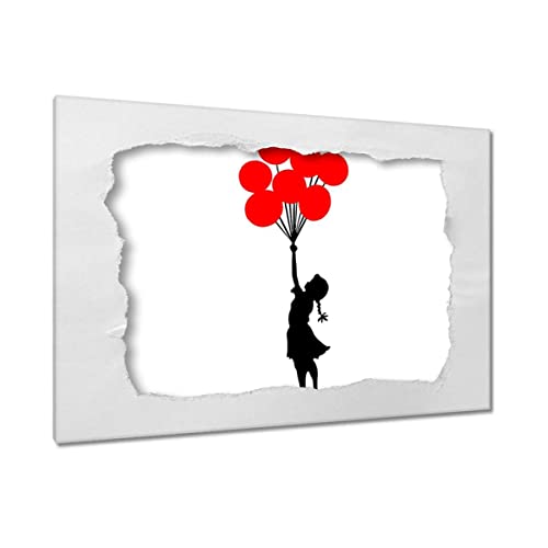 Banksy Petite fille avec ballons tableau toile 120x80 cm salon moderne