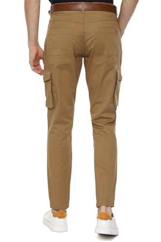 Image of Louis Philippe Men's Slim Fit Solid Cotton Blend Cargos