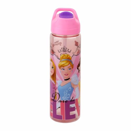 Image of SKi Homeware Plastic GLIDE Sipper Bottles Combo|800 ML + 650 ML|for School,Sports|Teens & Kids|set of 2 bottles|Leakproof,Pop-up Sipper with Handle|Character Merchandise|Princess,Multicolour