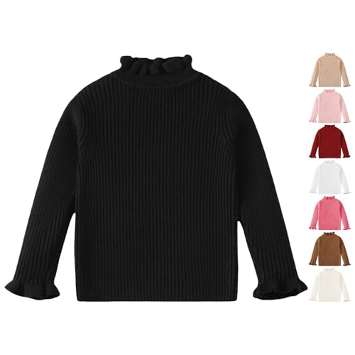 Toddler Girl's Mock Turtleneck Sweater Kids Ribbed Knit Long Sleeve Pullover Stretch Slim Fit Top Autumn Winter Clothes