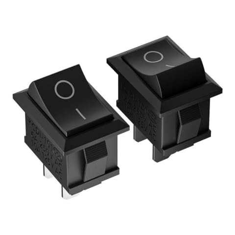 VUNIVERSUM 2 Stück Premium EIN Aus Einbau Kippschalter Wippschalter Schalter On Off DIY AC 250V 220V 6A 2Pin Schwarz Rechteckig Mr. Stecker Modellbau® Cover